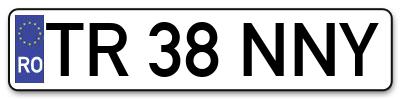 Placuta inmatriculare numar auto  TR-38-NNY, TR 38 NNY, TR38NNY