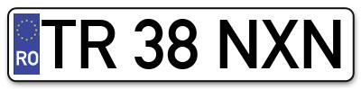 Placuta inmatriculare numar auto  TR-38-NXN, TR 38 NXN, TR38NXN