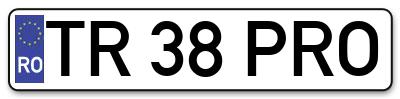 Placuta inmatriculare numar auto  TR-38-PRO, TR 38 PRO, TR38PRO