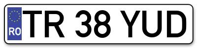 Placuta inmatriculare numar auto  TR-38-YUD, TR 38 YUD, TR38YUD