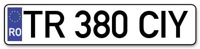 Placuta inmatriculare numar auto  TR-380-CIY, TR 380 CIY, TR380CIY