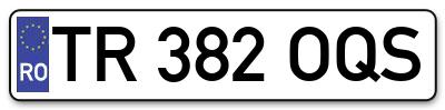 Placuta inmatriculare numar auto  TR-382-OQS, TR 382 OQS, TR382OQS