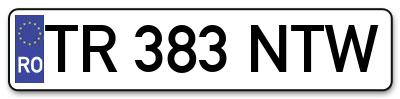 Placuta inmatriculare numar auto  TR-383-NTW, TR 383 NTW, TR383NTW
