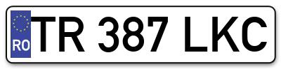Placuta inmatriculare numar auto  TR-387-LKC, TR 387 LKC, TR387LKC