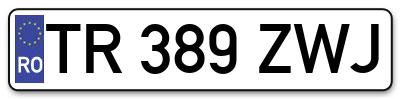 Placuta inmatriculare numar auto  TR-389-ZWJ, TR 389 ZWJ, TR389ZWJ