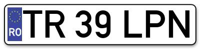 Placuta inmatriculare numar auto  TR-39-LPN, TR 39 LPN, TR39LPN