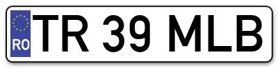 Placuta inmatriculare numar auto  TR-39-MLB, TR 39 MLB, TR39MLB
