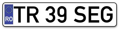 Placuta inmatriculare numar auto  TR-39-SEG, TR 39 SEG, TR39SEG