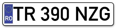 Placuta inmatriculare numar auto  TR-390-NZG, TR 390 NZG, TR390NZG