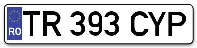 Placuta inmatriculare numar auto  TR-393-CYP, TR 393 CYP, TR393CYP