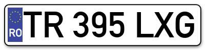 Placuta inmatriculare numar auto  TR-395-LXG, TR 395 LXG, TR395LXG