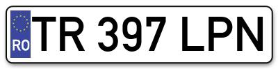 Placuta inmatriculare numar auto  TR-397-LPN, TR 397 LPN, TR397LPN