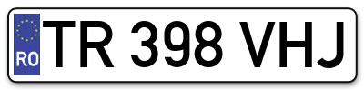 Placuta inmatriculare numar auto  TR-398-VHJ, TR 398 VHJ, TR398VHJ
