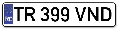 Placuta inmatriculare numar auto  TR-399-VND, TR 399 VND, TR399VND