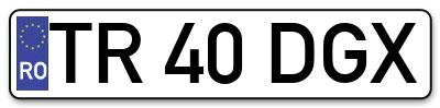 Placuta inmatriculare numar auto  TR-40-DGX, TR 40 DGX, TR40DGX