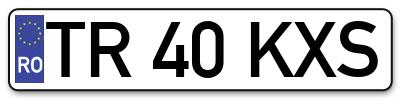 Placuta inmatriculare numar auto  TR-40-KXS, TR 40 KXS, TR40KXS