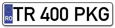 Placuta inmatriculare numar auto  TR-400-PKG, TR 400 PKG, TR400PKG