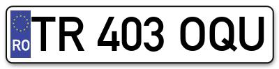 Placuta inmatriculare numar auto  TR-403-OQU, TR 403 OQU, TR403OQU