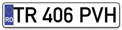 Placuta inmatriculare numar auto  TR-406-PVH, TR 406 PVH, TR406PVH