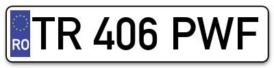 Placuta inmatriculare numar auto  TR-406-PWF, TR 406 PWF, TR406PWF