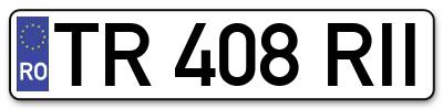 Placuta inmatriculare numar auto  TR-408-RII, TR 408 RII, TR408RII
