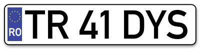Placuta inmatriculare numar auto  TR-41-DYS, TR 41 DYS, TR41DYS