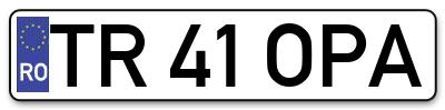 Placuta inmatriculare numar auto  TR-41-OPA, TR 41 OPA, TR41OPA