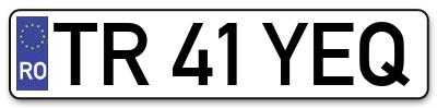Placuta inmatriculare numar auto  TR-41-YEQ, TR 41 YEQ, TR41YEQ