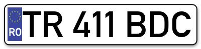 Placuta inmatriculare numar auto  TR-411-BDC, TR 411 BDC, TR411BDC