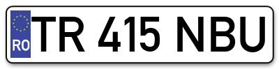 Placuta inmatriculare numar auto  TR-415-NBU, TR 415 NBU, TR415NBU