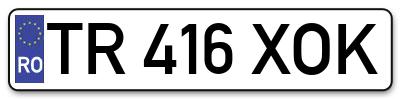 Placuta inmatriculare numar auto  TR-416-XOK, TR 416 XOK, TR416XOK