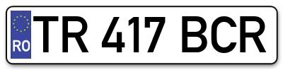 Placuta inmatriculare numar auto  TR-417-BCR, TR 417 BCR, TR417BCR