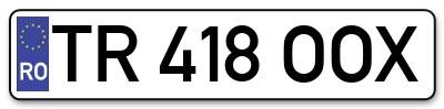 Placuta inmatriculare numar auto  TR-418-OOX, TR 418 OOX, TR418OOX