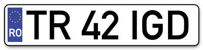 Placuta inmatriculare numar auto  TR-42-IGD, TR 42 IGD, TR42IGD