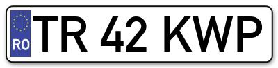 Placuta inmatriculare numar auto  TR-42-KWP, TR 42 KWP, TR42KWP