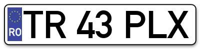 Placuta inmatriculare numar auto  TR-43-PLX, TR 43 PLX, TR43PLX