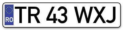 Placuta inmatriculare numar auto  TR-43-WXJ, TR 43 WXJ, TR43WXJ