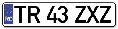 Placuta inmatriculare numar auto  TR-43-ZXZ, TR 43 ZXZ, TR43ZXZ
