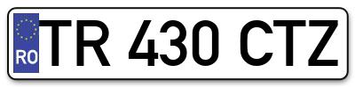 Placuta inmatriculare numar auto  TR-430-CTZ, TR 430 CTZ, TR430CTZ