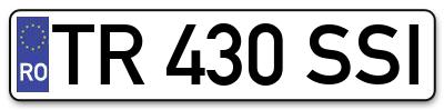 Placuta inmatriculare numar auto  TR-430-SSI, TR 430 SSI, TR430SSI