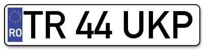 Placuta inmatriculare numar auto  TR-44-UKP, TR 44 UKP, TR44UKP