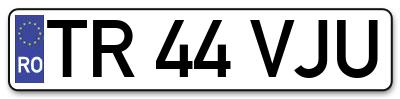 Placuta inmatriculare numar auto  TR-44-VJU, TR 44 VJU, TR44VJU