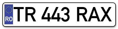 Placuta inmatriculare numar auto  TR-443-RAX, TR 443 RAX, TR443RAX