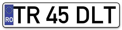 Placuta inmatriculare numar auto  TR-45-DLT, TR 45 DLT, TR45DLT