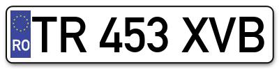 Placuta inmatriculare numar auto  TR-453-XVB, TR 453 XVB, TR453XVB
