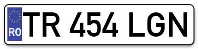 Placuta inmatriculare numar auto  TR-454-LGN, TR 454 LGN, TR454LGN
