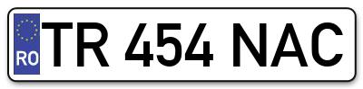 Placuta inmatriculare numar auto  TR-454-NAC, TR 454 NAC, TR454NAC