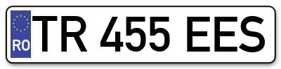 Placuta inmatriculare numar auto  TR-455-EES, TR 455 EES, TR455EES