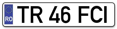Placuta inmatriculare numar auto  TR-46-FCI, TR 46 FCI, TR46FCI
