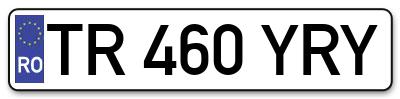 Placuta inmatriculare numar auto  TR-460-YRY, TR 460 YRY, TR460YRY
